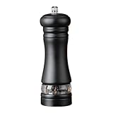Juqoyue Select6-Salzmühle - Einstellbarer Präzisionsmahlgrad, Edelstahl und Buchenholz, NEU 2024 (Schwarz)