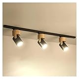 Schienenleuchte aus Holz, LED, 3-Kopf, Schwarz/Weiß, für die Inneneinrichtung, Deckenstrahler, kompatibel mit Leuchten für Schlafzimmer, Gänge, Wohnzimmer