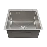 Spüle Spülbecken Edelstahl 45 x 50 cm, Einbauspüle mit Abflussrohr, Küchenspüle 1 Becken Edelstahlspüle für Wohnunge, Restaurant, Küche, Silber