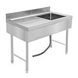 Edelstahl Küchenspüle 1 Becken Edelstahl Spültisch Freistehende Spülbecken Vertikal Spüle Gewerbliche Waschbecken Spülenschrank Waschtisch Multifunktionswaschtisch für Außen, Innen, Küche, 100x50x80cm