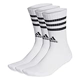 adidas Unisex 3-Streifen Cushioned Crew Socken, 3 Paar White/Black 46-48