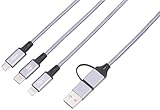 Callstel Ladekabel 3 in 1: 5in1-Schnellladekabel USB-A/C zu USB-C/Micro-USB/Lightning, 60 cm, 3 A (USB Kabel 3fach, Handy Schnellladekabel, Kfz Ladegerät)