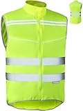 Prowiste Fahrradweste Herren & Damen – Hohe Sichtbarkeit in Neon Gelb & Reflektorstreifen – Atmungsaktiv (Mesh) – mit Rückentasche (DE/NL/SE/PL, Alphanumerisch, S, Regular, Regular)