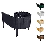 Floranica Rasenkante Höhe 40 cm Anthrazit 200 cm Lang Gartenzaun Flexibler Holzzaun Gartendeko Gartenpalisade für Beeteinfassung, Mähkante Rollborder, Steckzaun Blumenbeet Umzäunung für Garten