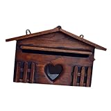 jojofuny Vintage Holzbriefkasten zur Wandmontage Wetterfester Holz Kummerkasten mit Großer Kapazität Installieren für Außenbereiche Dekorative Villa Suggestion Box
