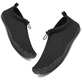 Mishansha Herren Badeschuhe Damen Atmungsaktiv Wasserschuhe Schnelltrocken Barfuß Aquaschuhe Graphit Schwarz Gr.43