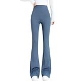 Ruowuhen Yogahose Damen Flared Sporthose Hohe Taille Schlaghose Fitness Bootcut Jazzpants Blau L