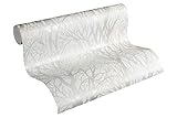 A.S. Création Vliestapete 10,05 m x 0,53 m mit modernem Waldmotiv - Weiß, Silber - Mustertapete im Metallic-Look Made in Germany - 300941