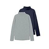 NAME IT Unisex Nknviggo 2p Slim Rollneck O Noos Langarmshirt, Dark Sapphire/Pack:grey Melange, 146-152 EU