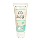 Suntribe Mineralische Bio-Sonnencreme LSF 30 - Körper & Gesicht - 100% Mineralischer UV-Filter (Nanofreies Zinkoxid) - Reef Safe/Riffsicher - 7 Inhaltsstoffe - Wasserfest (100 ml)