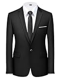 Cegerne Herren Sakko Sportlich Freizeit Blazer Business Anzugjacke EIN Knopf Männer Anzug, Schwarz, XXL