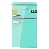Cecotec Kleiner Kühlschrank - 2-türiger Kühlschrank - Retro 86L Bolero CoolMarket 2D Origin 86 Green E. 89,3 cm Höhe und 48,7 cm Breite, Energieklasse E, Eisfach, Innenbeleuchtung und Chromgriff, Grün