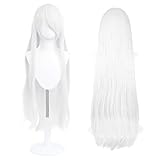 100cm lange Perücke, universelle Anime-Kostüm-Cosplay-Perücke, perfekt für Party, täglichen Gebrauch, Festivals und Halloween, ideal für TV, Film, Anime-Charakter-Cosplay (Weiß)