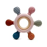 Bambelino Beißring Emilio aus 100% Naturkautschuk Pink - BPA-freies Zahnungsspielzeug für Babys ab 3 Monate - Kühlbar & Spülmaschinenfest - Made in Germany