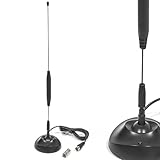 hb-digital DVB-T/T2 Aktive Stabantenne mit Sockel und Verstärker 22dB DAB+ UKW Terrestrische Antenne Zimmerantenne IEC-Anschluss stecker inkl. F-Stecker Adapter