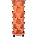 Stapelbarer Übertopf für Erdbeeren, Kräuter, Blumen und Gemüse, 6 Ebenen, 3D, 4 Blütenblätter, Pflanztopf mit abnehmbarem Tablett für Haus und Garten