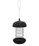 Dehner Natura Premium Futtersäule Louise, Meisenknödelsäule für 12 Meisenknödel, Futterstation für Wildvögel wetterfest/hängend, ca. 30 x 18 x 18 cm, Metall, dunkelgrau