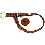 HUNTER Solid Education Dressurhalsung für Hunde, Leder, Geflochten, Robust, Weich, Leder, Cognac, 40-45 (M)