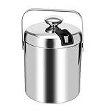 Eiskübel Für Parteien Edelstahl Eiswürfelbehälter Doppelwandiger Eiskübel Als Eisbehälter Mit Zange Und Deckel Eisbehälter Getränkekübel Für Zuhause Bar(1.3L)