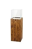 Windlicht-Säule Kerzenständer Deko-Laterne Deko-Säule für Wohnzimmer, Balkon, Terrase Kerzensäule Bodenwindlicht aus Holz & Glas Nuss 80 cm hoch