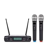 NHJYKJ Audio -Mixer Wireless Microfon Professional 2 Kanäle Handheld -Mikrofon perfekt for eine Hochzeitsfeier DJ Kirchenheim singen Audio Qualität