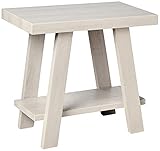 Roundhill Furniture Athens Moderner Beistelltisch mit Holzregal, Weiß