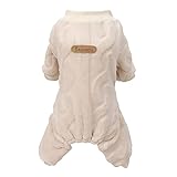 Izefia Hundepullover Hundekleidung Fleece Hundewollpullover Winter Warmes Sweatshirt 4-Bein Overall Pyjama Twist Print Pullover für Kleine Hunde Mittelgroße Hunde Katzen