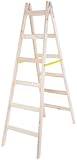 STREND PRO Holzleiter 6 Stufen 1,86m | IDEAL Malerleiter Holz für Malerarbeiten, Renovierungen, Reparaturen | Klappleiter Holz mit EN131 Zertifikat | Haushaltsleiter einschließlich Metallhaken