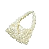 lazyfun Artisanal Umhängetasche Mit Muscheldetail Mehrzweck PVC Handtasche Modische Unterarmtasche Für Abendessen Ausflüge Täglicher Gebrauch Elegante Partytaschen Mit Perlen