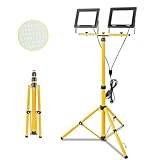 Fynokst 200W Led Baustrahler, 20000LM Superhelle Arbeitsleuchte mit Verstellbarer Stativ und 3m Kabel EU Stecker, Arbeitsscheinwerfer Wasserdicht IP66 für Garage Werkstatt Baustelle, Kaltweiß