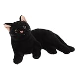 ZUNOXAZ Realistisches Schwarzes Plüschkatzen Stofftier Weiches Kuscheliges Halloween Deko Lebensechte Cartoon Katze Vielseitiges für Katzenliebhaber