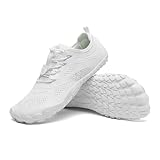 SAGUARO Barfußschuhe Herren Barfuss Schuhe Damen Barfussschuhe Zehenschuhe Outdoor & Indoor Fitnessschuhe rutschfest Traillaufschuhe Barefoot Shoes mit Zero-Drop Solhe Weiß,Gr.39