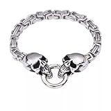 6 mm Herren-Königskette aus Edelstahl mit Punk-Totenkopf und byzantinischen Gliederketten, 19 cm