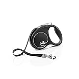 flexi® Black Design S Gurt 5 m schwarz/Silber, Roll-Leine für Hunde bis 15 kg