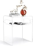 solaround Acryl Beistelltisch Nachttisch, Transparent U-Form Tisch, für Schlafzimmer Wohnzimmer, 40 x 30 x 50 cm (Transparent)