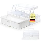 SYLANDO 31,5 cm Aufbewahrungsbox mit fächern, Sortierboxen, Nähkasten, Bastelkoffer leer, Medicine Organizer Box, Angelkoffer, Aufbewahrung for Kleinteile, Haargummi (Weiß-31,5cm)