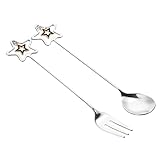 SOLUSTRE 1 Set Sternlöffelgabel Kleine Obstgabel Dessertlöffel Und Gabeln Und Löffel Gabeln Löffel Tragbarer Löffel Mini Gabeln Und Löffel Mini Vorspeisengabeln Und