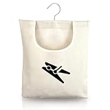 IETWATE Wäscheklammerbeutel, Baumwoll Canvas Klammerbeutel für Wäscheklammern Korb, 32 x 28cm Wäscheklammern Beutel mit Aufhängehaken, Hängende Drehbare Wäscheklammerkorb für Socken (mit Muster)