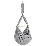 SCHMUSEWOLKE Federwiege Komplett-Set - Hängematte für Babys und Kleinkinder ab Geburt bis 3 Jahre - Bio-Baumwolle - Grey - Mit Kunstfasermatratze