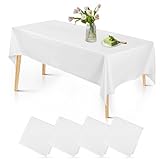 4 Stück Einweg Tischdecken Weiß, Rechteckig Tischdecke Geburtstag, wasserdichte Weiße Tischdecke 137 * 274cm, Table Cloth für Party, Hochzeit, Grillen, Gastronomie und Feste, Biertisch Tischdecke