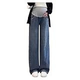 Umstandsjeans mit weitem Bein | Verstellbarer Bund und Seitentaschen | Stilvoll und elegant | Perfekt für Alltag und Arbeit | Geeignet für Frauen unter 170 cm