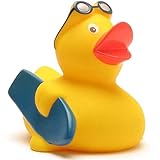 Duckshop Surfer Badeente I Quietscheente I L: 7,5 cm - inkl. Badeenten-Schlüsselanhänger im Set