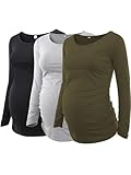 Love2Mi Damen Umstandsmode Lange ärmel 3er Pack Umstandsshirt