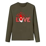Damen Shirt Mit Totenkopf Damen-Valentinstag-Druck in Übergröße, bedrucktes T-Shirt, lässiges, langärmliges Oberteil Bluse Damen Blickdicht