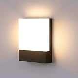 Lightsjoy Aussenlampe Wand LED Outdoor Lampe 3000K Wandleuchte Aussen IP65 Wasserdichte Aussenleuchten Hauswand Schwarz Moderne Wandlampe Aussen Aluminium für Treppenhaus, Garten, Veranda, Garage