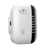 WLAN Verstärker mit Steckdose, 300Mbit/s WiFi Repeater, 2.4GHz WLAN Repeater mit WPS, Internet Verstärker für bis zu 3000m² und 30+ Geräte, inklusive Netzwerkkabel (Weiß)