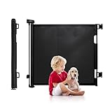 Tiita Treppenschutzgitter Ausziehbar 0-140 cm, Türschutzgitter für Babys und Haustiere, Kinder Treppenschutzgitter Geeignet für Treppen, Türen, Balkone, Schwarz