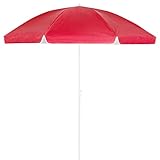 Kingsleeve® Sonnenschirm UV 50+ Tragetasche groß Strandschirm wasserabweisend neigbar höhenverstellbar Erdspieß Balkon Strand Rund Gartenschirm Rot