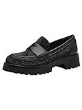 Tamaris Damen Slipper bequem; Black Glam, EU 38