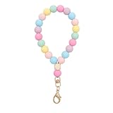 MORSUNBELA Armband Schlüsselanhänger Band Handykette Perlen Handgelenk Handyanhänger Lanyard Handyband Handschlaufe Regenbogen Handyanhänger